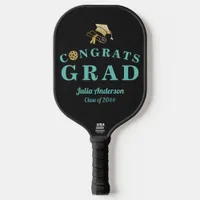 Teal & Gold Modern 2024 Graduation Congrats GRAD Pickleball Paddle