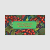 Festive Christmas Holly Name Badge 