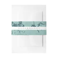 Stone Glitter Wedding Stripe Teal ID647 Invitation Belly Band