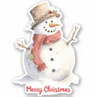 Christmas Snowman Festive Custom-Cut Vinyl Sticker