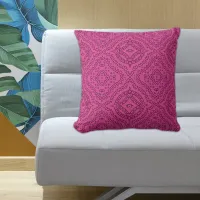 Magenta Boho Chic Mosaic Geometric Pattern Throw Pillow