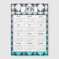 Happy New Year 2018 Aqua Blue Magnetic Calendar