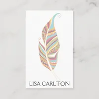 Boho Feather Abstract Business Card