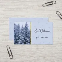 Magical winter forest - blue, custom  business card