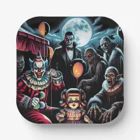 Zombie, Clown, Vamp and Haunted Doll Halloween Paper Plates