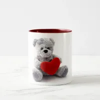 Grey Bear With Heart Two-Tone Coffee Mug