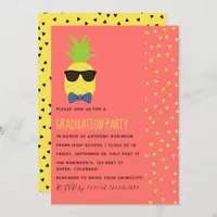 Cute exotic tropical beach Male Graduation Party Invitation