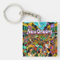 New Orleans, Louisiana People Having Fun Keychain