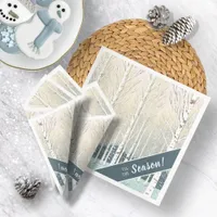 Snowy Birch Trees Christmas Teal ID1003 Paper Dinner Napkins