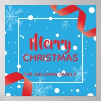 Festive Red Ribbons and Snow Merry Christmas Poster