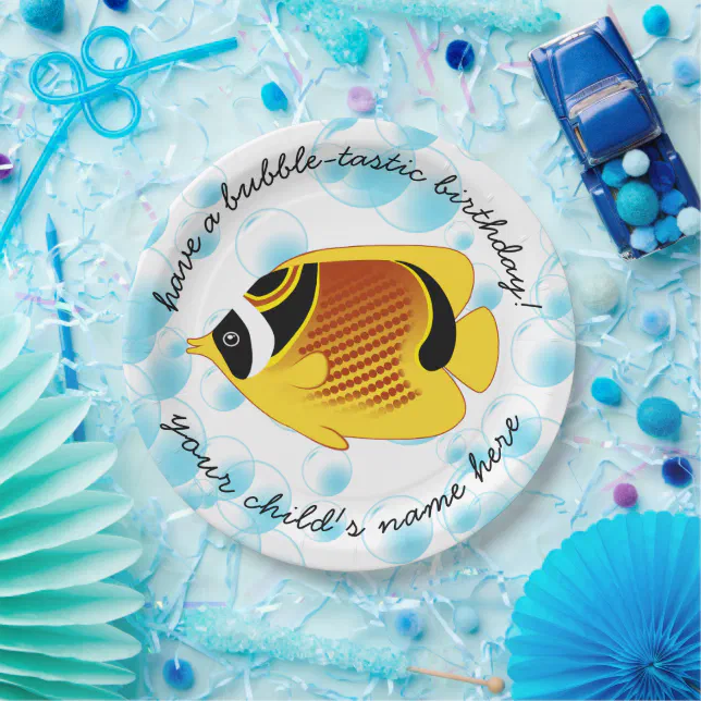 Tropical Halfmoon Butterflyfish Exotic Sealife Paper Plates