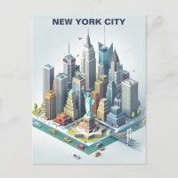 Isometric New York City Travel Postcard