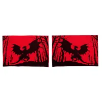 Black Silhouette Dragon on Red - Fantasy | Pillow Case