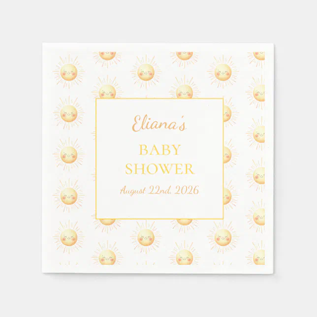 Yellow and Orange Sun Gender Neutral Baby Shower  Napkins