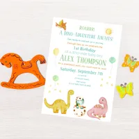 Dinosaur  Party First Birthday Invitation