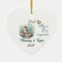 Otter and baby, Our First Mother's Day Together Ceramic Ornament