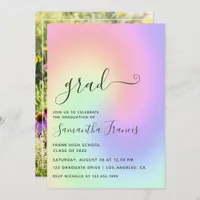 Pastel Rainbow Ombre Graduation Party Photo Invita Invitation