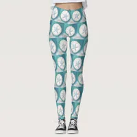 Teal Starfish and Sand Dollar Beachy  Leggings