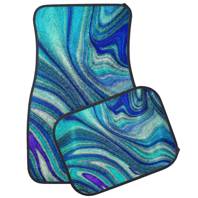Elegant Aquamarine Paua Rainbow Shell Inspired Car Floor Mat