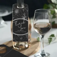 Sketched Floral Outline Thank You Gray/Blk ID939 Bottle Hanger Tag