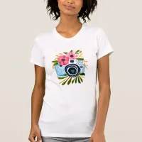 Personalized Photography Vintage Camera Flowers T-Shirt