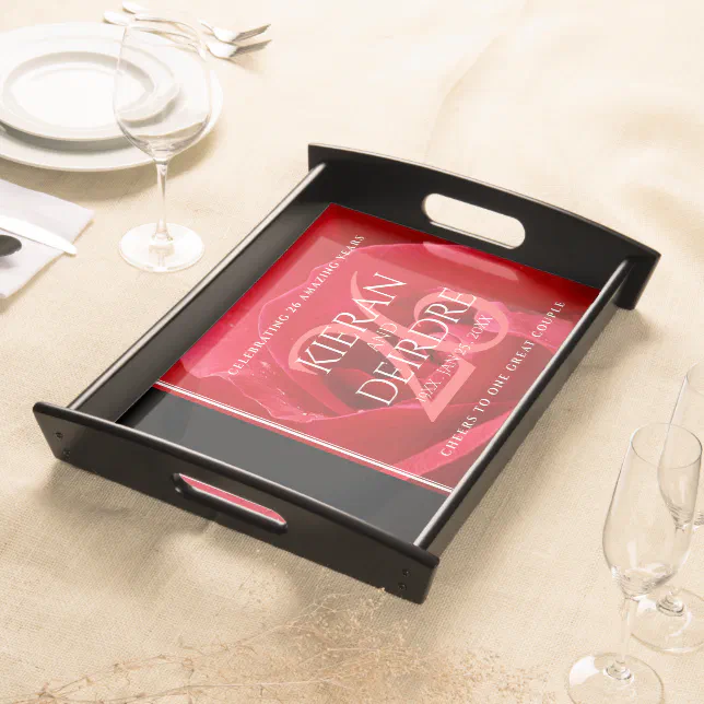 Elegant 26th Rose Wedding Anniversary Celebration Serving Tray