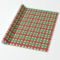 Red and Green Plaid Checkered Christmas Wrapping Paper