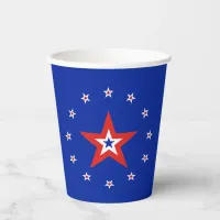 Simple Modern Blue Paper Cup with Ring of Stars