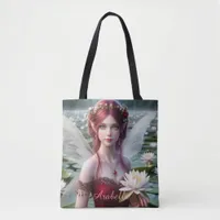 Beautiful July Fairy in Water Lilies Tote Bag