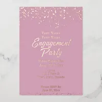 Blush and Rose Gold Foil Engagement Party Foil Invitation