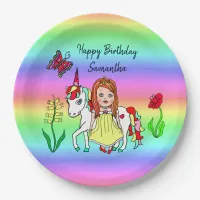 Rainbow, Princess and Unicorn Birthday Party Paper Plates