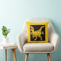 Personalized Gold Dinosaur Hide Throw Pillow