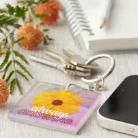 Always Growing Sunflower Photo Art Keychain