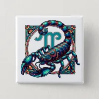 Horoscope Sign Scorpio | Blue Scorpion Button