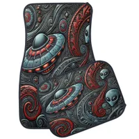 Alien Ship Exploring Cosmic Depths Car Floor Mat