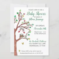 Cute Heart Leaves and Bird Nest Baby Shower Invitation