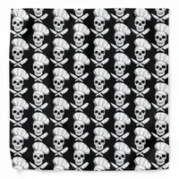 Chef Pattern of Skulls in Chef Hats Black Bandana