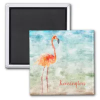 Watercolor Pink Flamingo | Tropical Shore Magnet