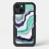 Turquoise, Blue and White Marble  iPhone 13 Case