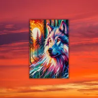 Wolf Face with Sun & Forest | Acrylic Print