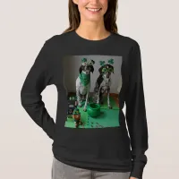 St. Patrick's Day Dogs Party Ladies Long Sleeve T-Shirt