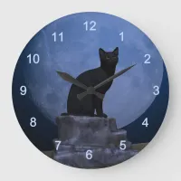 Moonlit Cat Large Clock