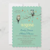 Rustic Woodland Love Birds Celebration Invitation