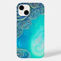 Blue and Teal Abstract Art Case-Mate iPhone 14 Case