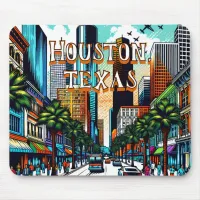 Houston, Texas Downtown City View Abstract Art Mouse Pad