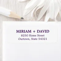 Minimalist Purple Serif Name + Return Address Label