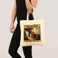 Festively decorated room, traditional Christmas  Tote Bag