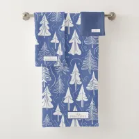 Blue Christmas Pattern#6 ID1009 Bath Towel Set