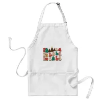 Fa la la la Retro Groovy Christmas Holidays Adult Apron