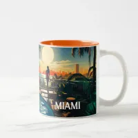 Pool patio at sunrise overlooking Miami Beach Two-Tone Coffee Mug
